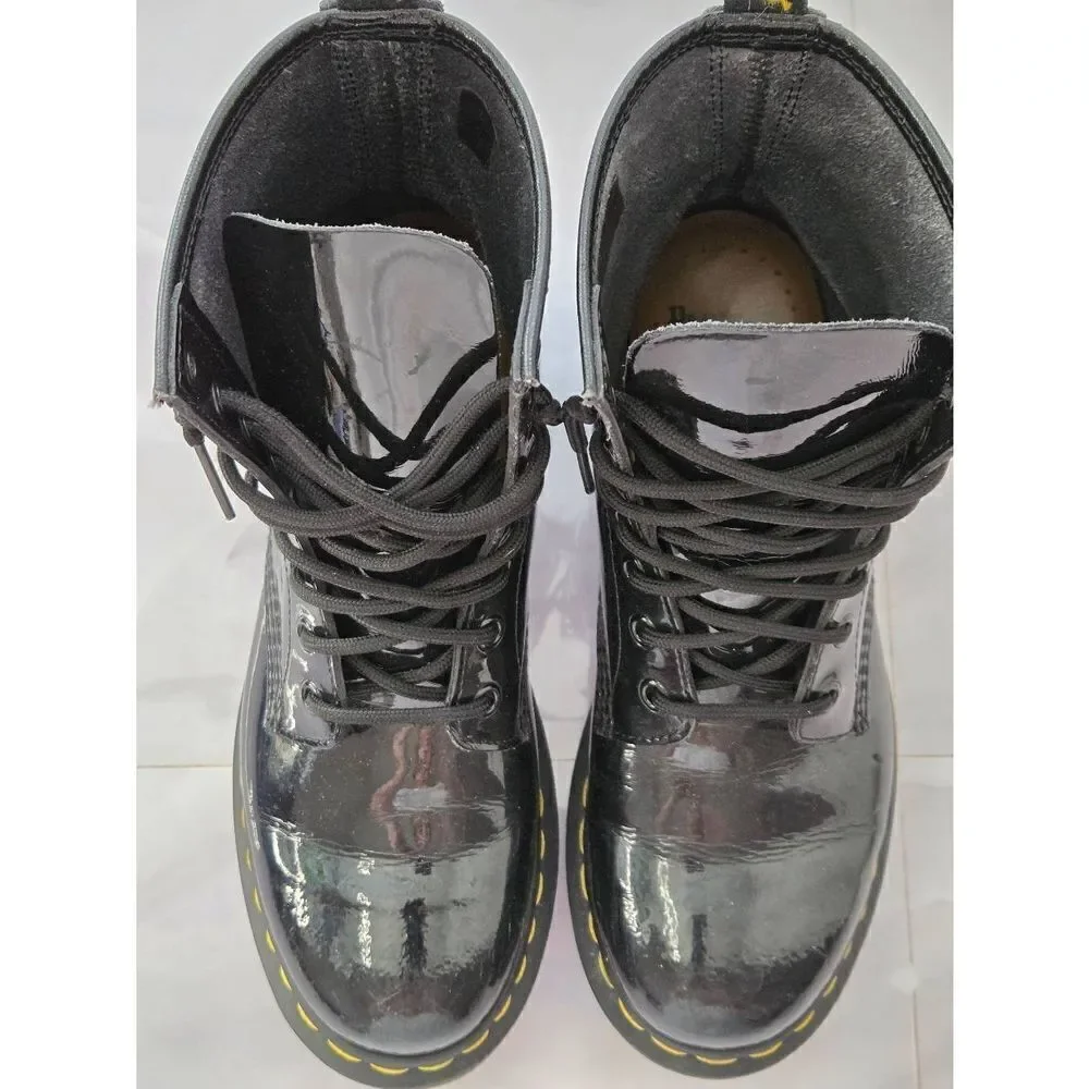 Dr. Martens 1460 Womens Size 8 Black Air Wait Patent Leather Boot - Picture 2 of 9